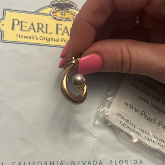 14k Gold Mens Anchor Pendant with pearl - Picture 3 of 3